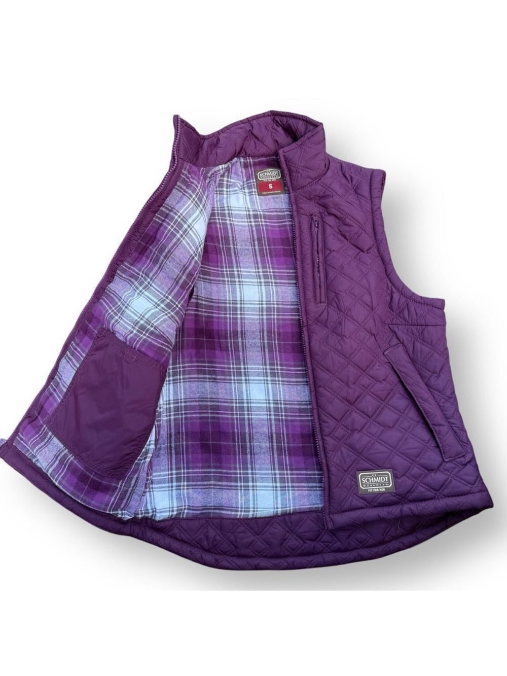 C.E. Schmidt Chore Outdoor Workwear Barn Purple Flannel Lined Vest Small